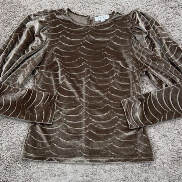NWT THML Venice Scallop Velvet Mocha Top Sz Med MSRP $79 - Picture 2 of 9